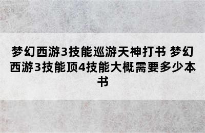 梦幻西游3技能巡游天神打书 梦幻西游3技能顶4技能大概需要多少本书